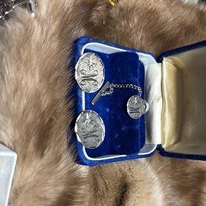 Silver Cuff Links with Intricate Design